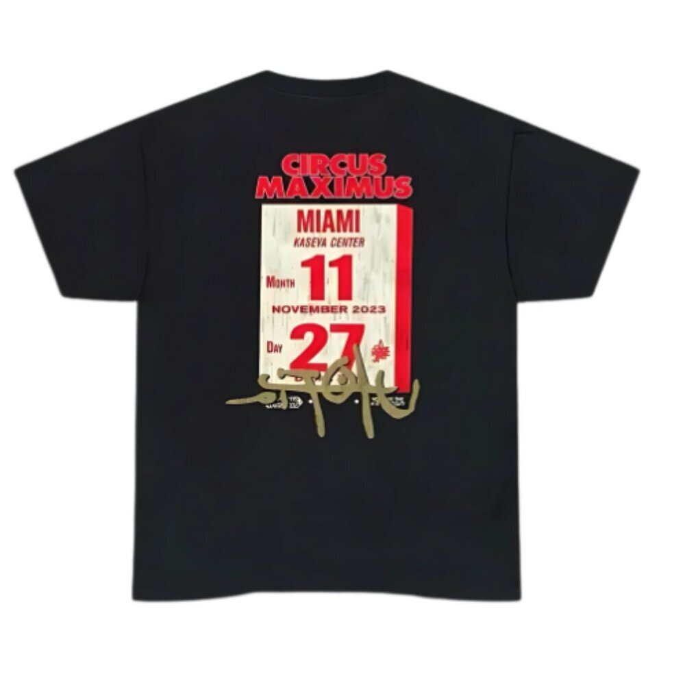 Travis Scott Utopia is in Miami Circus Maximus Tee Faded Black Large